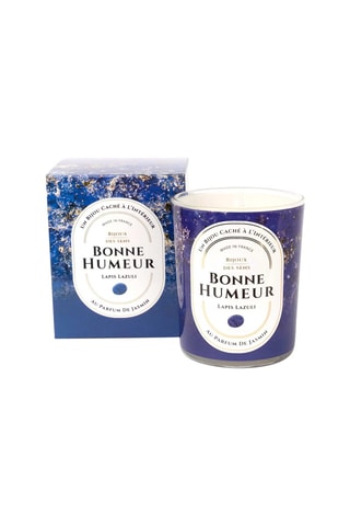 Bougie parfumée Jasmin et collier Bonne humeur - Lapis-lazuli