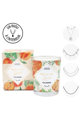 Bougie parfumée et collier  Pêche gourmande