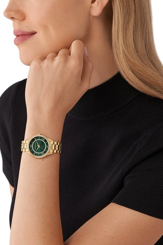 Montre à quartz en acier - Doré et vert