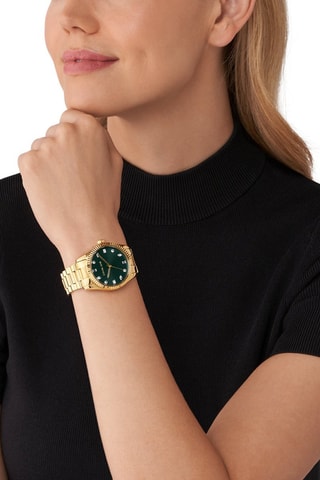 Montre à quartz en acier - Doré et vert