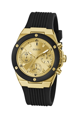 Montre à quartz en silicone - Chronographe - Noir et doré