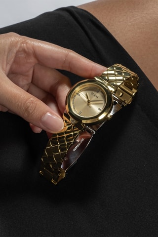 Montre à quartz en acier - Doré