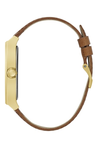 Montre à quartz en cuir - Marron et doré