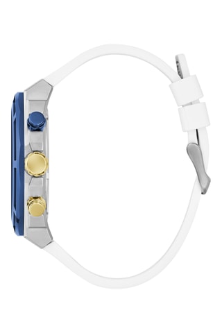 Montre à quartz en silicone nylon - Chronographe - Bleu et argenté