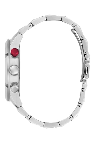 Montre à quartz en acier recyclé - Chronographe - Argenté et noir