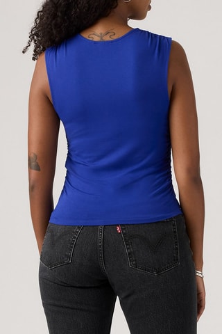 Top sans manches Crystal Ruched - Bleu