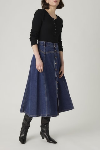 Jupe midi taille haute Yoked - Bleu