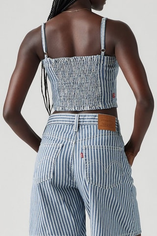 Crop top en jean Jadine Denim - Blanc et bleu
