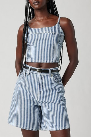 Crop top en jean Jadine Denim - Blanc et bleu