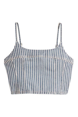 Crop top en jean Jadine Denim - Blanc et bleu