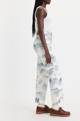 Jean Ribcage Straight Ankle - Blanc et bleu
