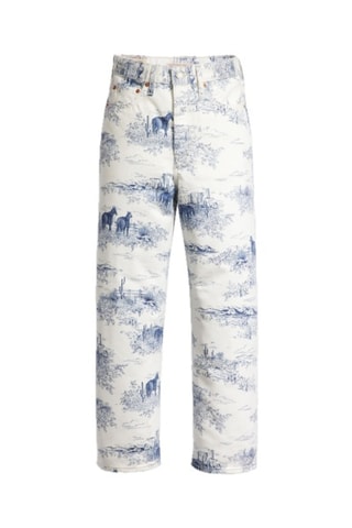 Jean Ribcage Straight Ankle - Blanc et bleu