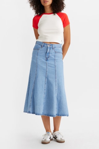 Jupe midi en jean taille haute - Bleu