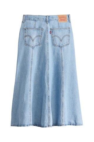 Jupe midi en jean taille haute - Bleu