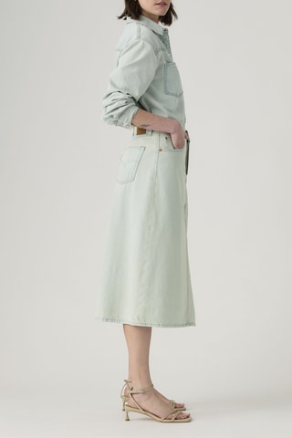Jupe midi taille haute A Line Decon - Bleu