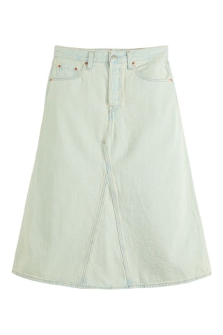 Jupe midi taille haute A Line Decon - Bleu