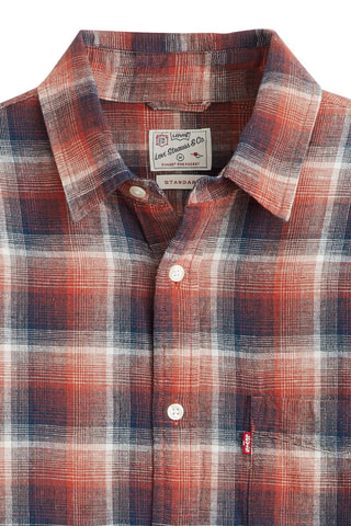 Chemise en lin Sunset - Blanc, rouge et bleu