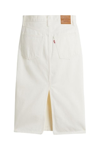 Jupe droite en jean taille haute Back Slit - Blanc