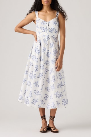 Robe midi sans manches Ravina - Blanc et bleu