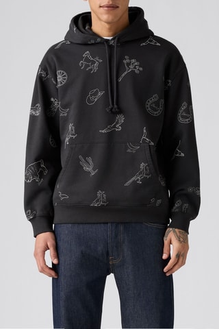 Sweat à capuche Relaxed Graphic - Noir