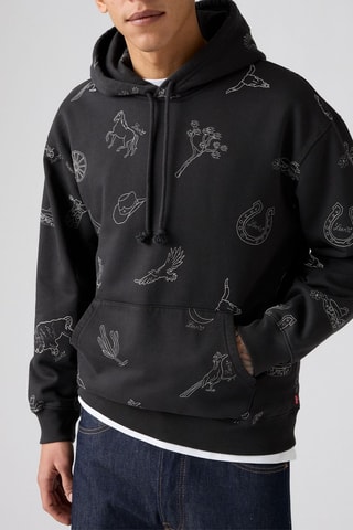 Sweat à capuche Relaxed Graphic - Noir