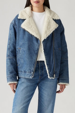 Veste en jean Sherpa - Blanc et bleu