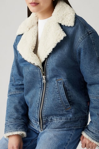 Veste en jean Sherpa - Blanc et bleu