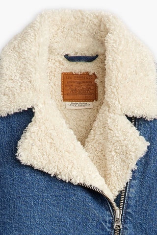 Veste en jean Sherpa - Blanc et bleu