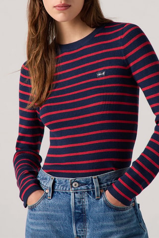 Pull Rib Crew - Noir et rouge