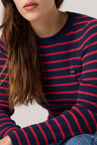 Pull Rib Crew - Noir et rouge