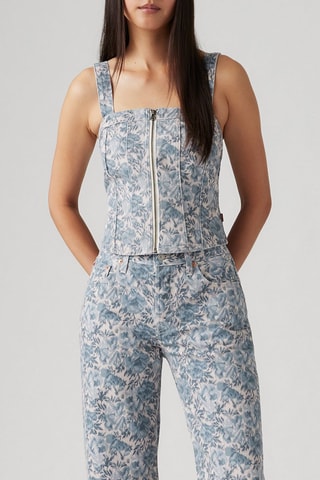 Bustier en jean Sculpted Ophelia - Blanc et bleu