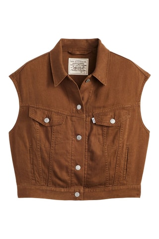 Veste en lin sans manches Shrunken 90's - Marron