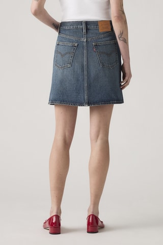 Jupe droite en jean Retro Button - Bleu
