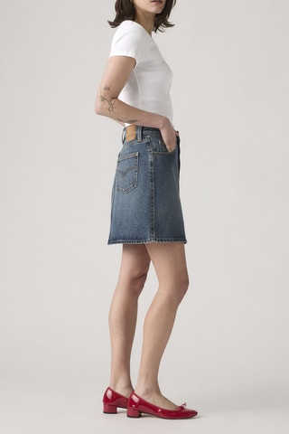 Jupe droite en jean Retro Button - Bleu