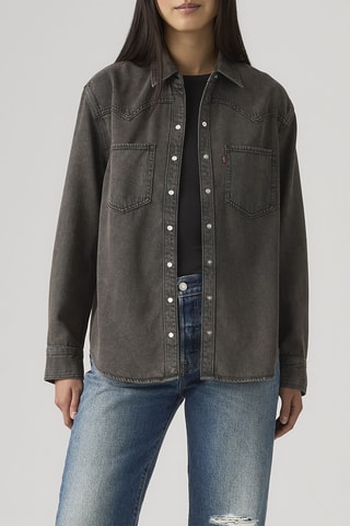 Chemisier en jean Teodora Western - Noir