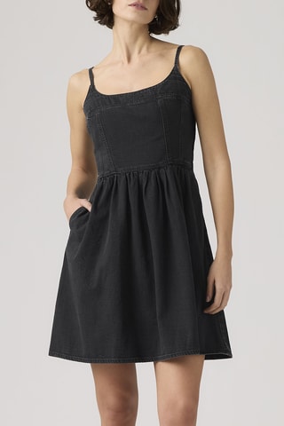 Robe patineuse en jean Jadine - Noir