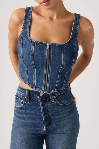 Crop top en jean Seamed Zip Bustier She's So Vague - Bleu