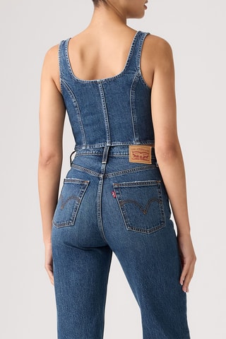 Crop top en jean Seamed Zip Bustier She's So Vague - Bleu