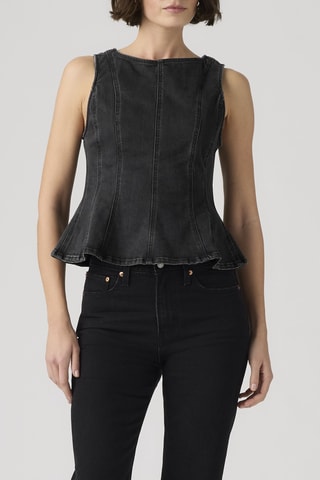 Top en jean Leighton Peplum - Noir