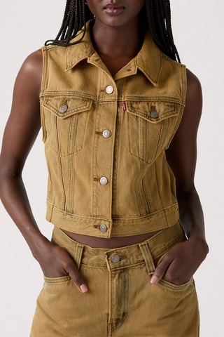 Veste en jean sans manches XS Waistband - Marron