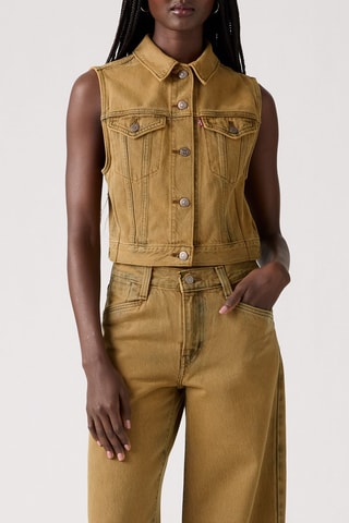 Veste en jean sans manches XS Waistband - Marron