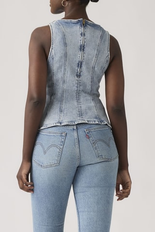 Top en jean Leighton Peplum - Bleu