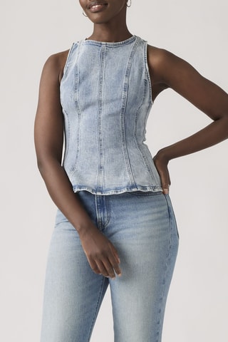 Top en jean Leighton Peplum - Bleu