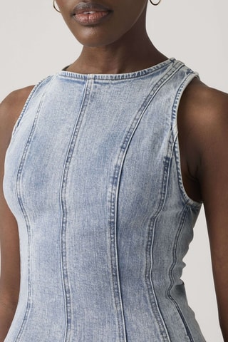 Top en jean Leighton Peplum - Bleu
