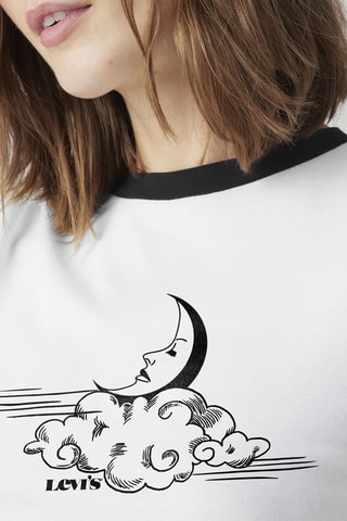 T-shirt cropped Graphic Mini Ringer - Blanc