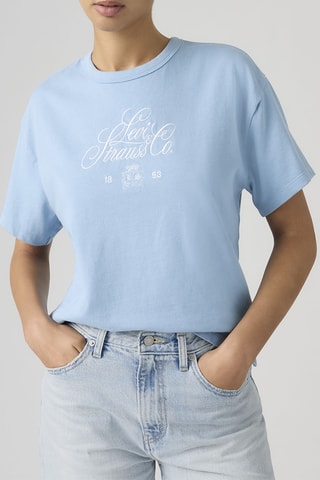 T-shirt Vintage Fancy Script - Bleu