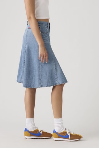 Jupe patineuse en jean Godet - Bleu
