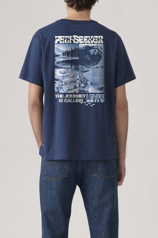 T-shirt Relaxed Fit Abstract - Bleu