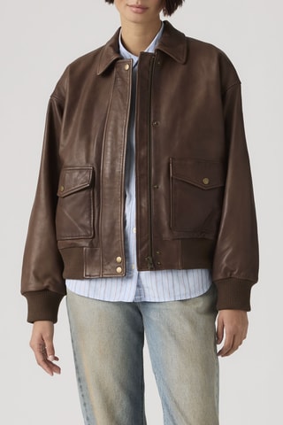 Veste en cuir de mouton Kennedy Dad  - Marron