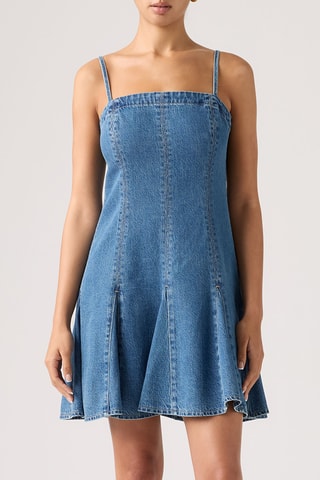 Robe patineuse en jean Denim Godet - Bleu
